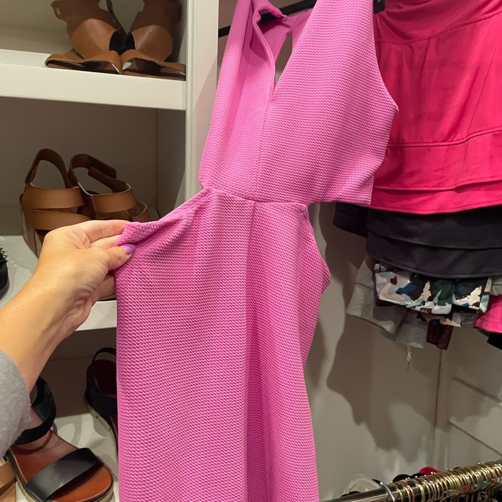Hot pink dress - open sides- twisted front